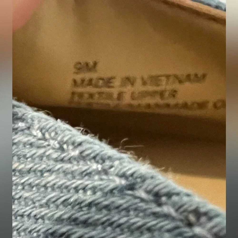 Talbots Lyndsay Espadrille Denim Wedge Criss Cross Straps Back Zip Shoes Sz 9 - Picture 10 of 11